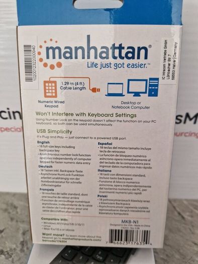 Manhattan Numeric Keypad, Wired, USB-A