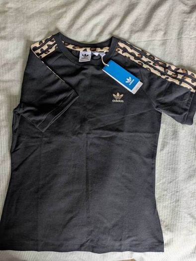 BNWT Adidas Ladies TShirt Black Leopard Print