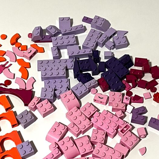 Collection of Colourful Lego Pieces in Pink, Purple, Coral etc.
