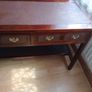 Wooden console table with faux crocodile skin detail Image 7