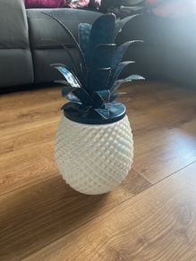 Glass & metal pineapple decorative jar