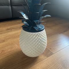Glass & metal pineapple decorative jar