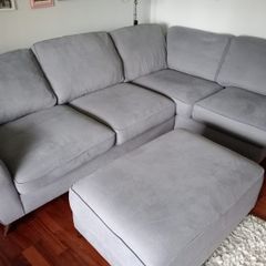 Grey L Couch and matching Footstool