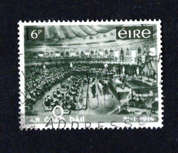 1969 Ireland 50th Anniversary of the First Meeting of Dail Eireann Commemorative Stamp error "seat flaw" used