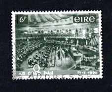 1969 Ireland 50th Anniversary of the First Meeting of Dail Eireann Commemorative Stamp error "seat flaw" used