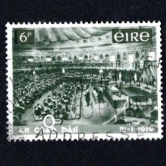 1969 Ireland 50th Anniversary of the First Meeting of Dail Eireann Commemorative Stamp error "seat flaw" used