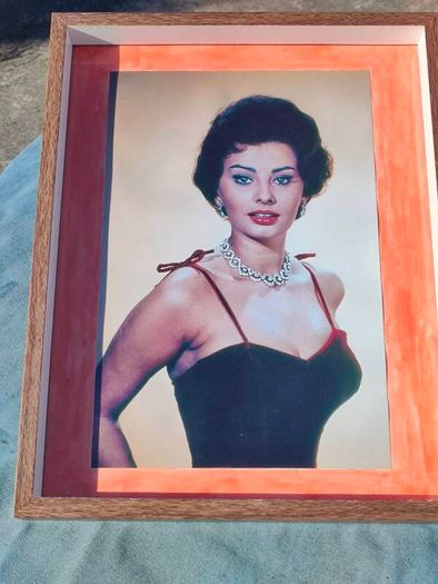 A large pair of Sophie Loren framed photos