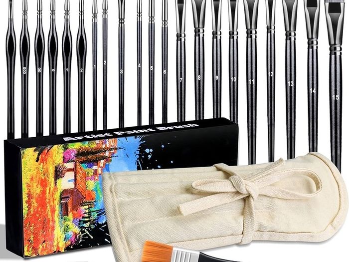 23 PCS Set Paintbrush, Professional Assorted Shape Soft Hair Bristle Art Brushes, All Purpose Artist Paint Brushes for Premium Adult Detail, Gouache, Acrylic, Oil Painting or Beginner