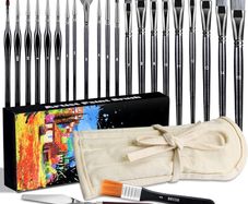 23 PCS Set Paintbrush, Professional Assorted Shape Soft Hair Bristle Art Brushes, All Purpose Artist Paint Brushes for Premium Adult Detail, Gouache, Acrylic, Oil Painting or Beginner