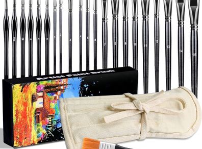 23 PCS Set Paintbrush, Professional Assorted Shape Soft Hair Bristle Art Brushes, All Purpose Artist Paint Brushes for Premium Adult Detail, Gouache, Acrylic, Oil Painting or Beginner