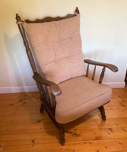 Vintage Wooden High Back Armchair | Solid & Comfortable