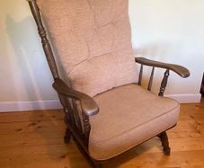 Vintage Wooden High Back Armchair | Solid & Comfortable