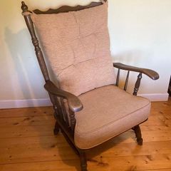 Vintage Wooden High Back Armchair | Solid & Comfortable