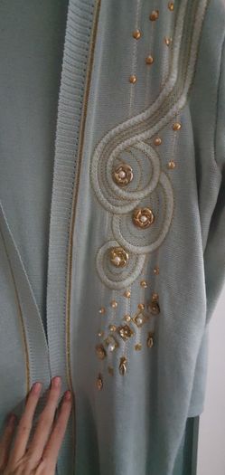 VINTAGE Stephen mint and gold cardigan Sz 16