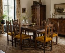 Set of 8 Vintage Italian Walnut Dining Chairs 1950s
