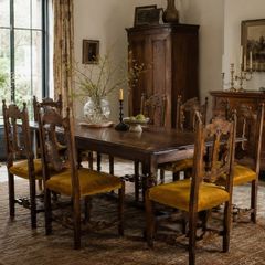 Set of 8 Vintage Italian Walnut Dining Chairs 1950s
