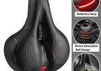Hollow Breathable Bicycle Saddle Men Women MTB Road Bike Saddle Shock Absorbing Comfortable Big Butt Bike Seat Safety Warning