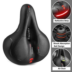 Hollow Breathable Bicycle Saddle Men Women MTB Road Bike Saddle Shock Absorbing Comfortable Big Butt Bike Seat Safety Warning