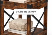 Farmhouse End Table with 2-Tier Storage Shelf, Modern Accent Table Small Coffee Table,Wood Nightstand for Living Room Bedroom Office and Small Spaces,Rustic Brown