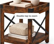 Farmhouse End Table with 2-Tier Storage Shelf, Modern Accent Table Small Coffee Table,Wood Nightstand for Living Room Bedroom Office and Small Spaces,Rustic Brown