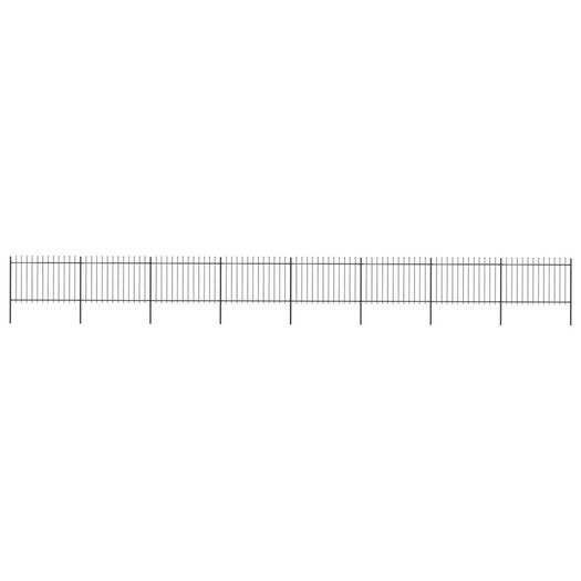 Garden Fence with Spear Top Steel 13.6x1.2 m Black