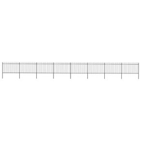 Garden Fence with Spear Top Steel 13.6x1.2 m Black