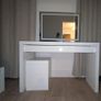 Vanity Table with topped glass, LED Vanity Mirror & locker Image 3