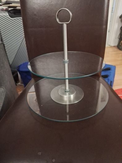 Cake Stand/Glass 2 Tier Stand