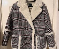 Bershka checked teddy-lined coat