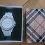 Softech Unisex White and Silver Analog Watch with Crystal Diamonte Bezel Image 2