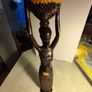 African Wood Sculpture of Woman pregnant Carrying Basket on her Head. East African Art Statue. Traditional Hand-Carved Figurine Image 9