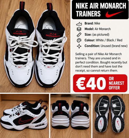 Nike Air Monarch Trainers, Brand New