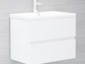 Sink Cabinet with Built-in Basin High Gloss White Chipboard