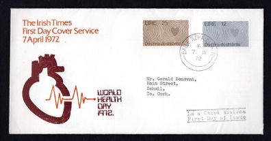 1972 Ireland World Health Day Commemorative Stamps The Irish Times Illustrated First Day Cover (FDC)