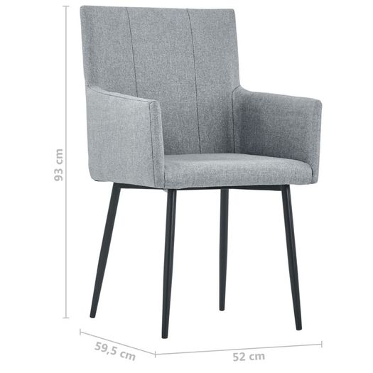 Dining Chairs with Armrests 6 pcs Light Grey Fabric