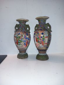 antique japanese satsuma vases vintage hand made and painted art decoration home decor table vintage vase antique gift presents  asian