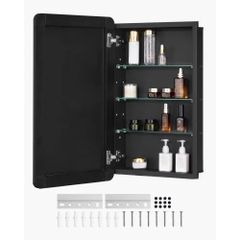 Medicine Cabinet, 16.5 x 27.5 inch, Medicine Cabinet for Bathroom with Mirror, Aluminum Frame Bathroom Wall Cabinet
