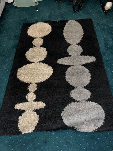 Hinnerup Rug 133 x 195cm Black Grey and White/Cream