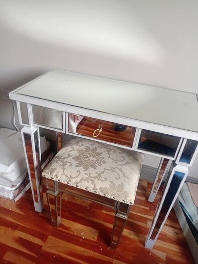 Mirrored dressing table with matching stool