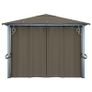 Gazebo with Curtain and String Lights 400x300 cm Taupe Aluminium Image 7