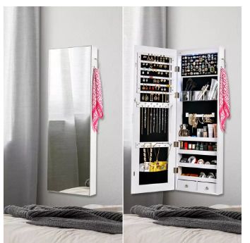 Wall Mounted Mirror Makeup Organizer with Drawer