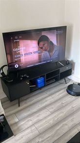 Barcelona TV Unit - Black Wood Effect with Gold Handle
