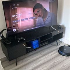 Barcelona TV Unit - Black Wood Effect with Gold Handle