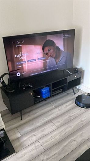 Barcelona TV Unit - Black Wood Effect with Gold Handle
