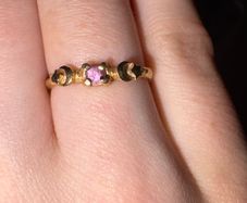 Chupi 14k gold pink sapphire sun moon and stars ring (limited edition )