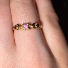 Chupi 14k gold pink sapphire sun moon and stars ring (limited edition )