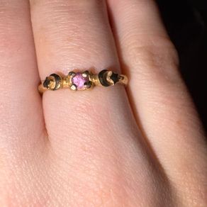 Chupi 14k gold pink sapphire sun moon and stars ring (limited edition )