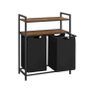 Laundry basket with 2 compartments  laundry basket, laundry collector, 2 compartments, 2 shelves, metal frame, 2 x 46 litres, 73 x 33 x 91 cm, vintage brown- Image 2