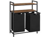 Laundry basket with 2 compartments  laundry basket, laundry collector, 2 compartments, 2 shelves, metal frame, 2 x 46 litres, 73 x 33 x 91 cm, vintage brown-