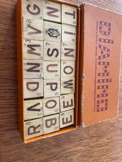 Vintage mid-century wooden dominoes  boxed